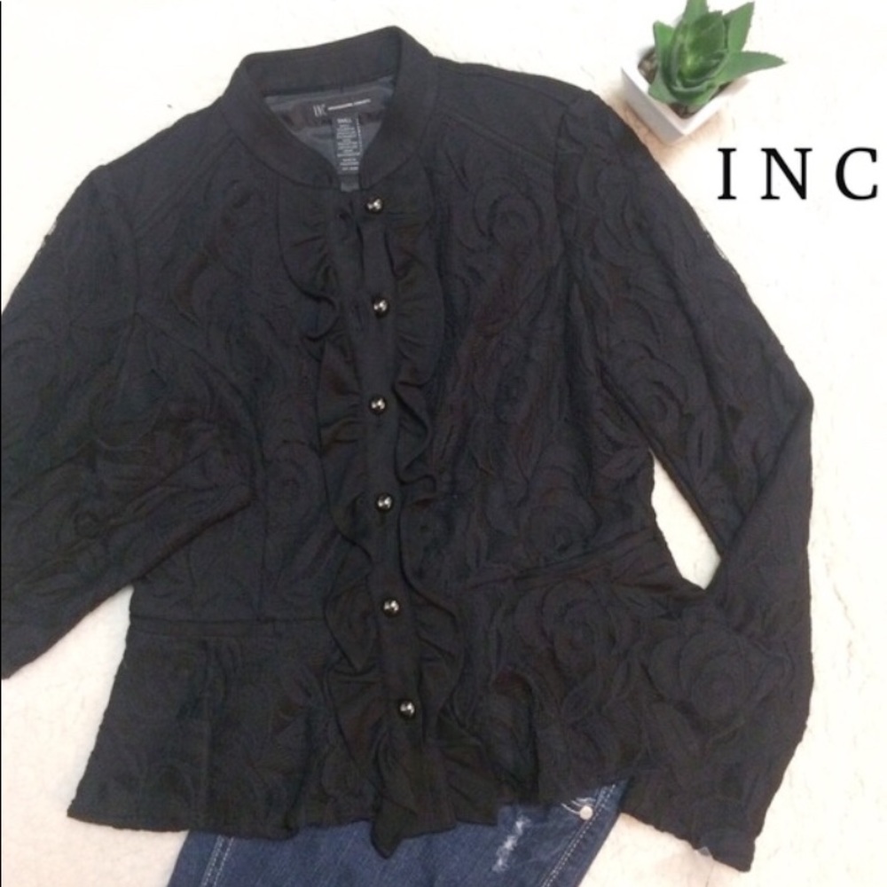 INC Black Lace Peplum Blazer -NWT